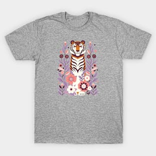 Serene Tiger in Blooming Garden T-Shirt